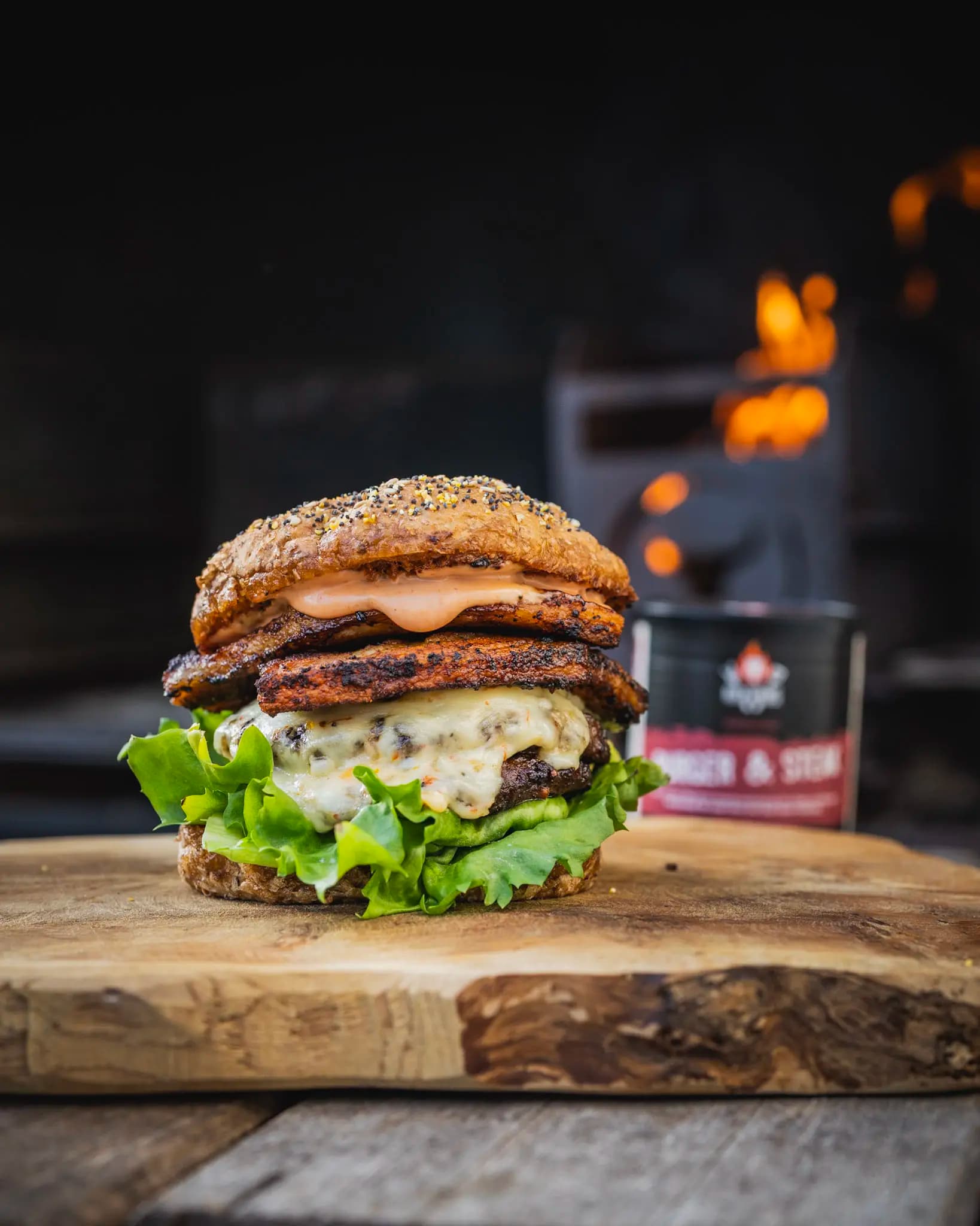 Spicy Kimchi & Bacon Burger